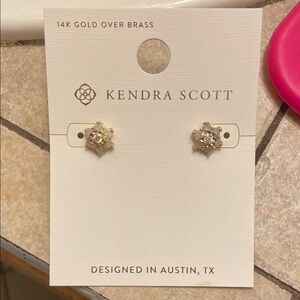 Kendra Scott Gold Crystal Flower Stud Earrings